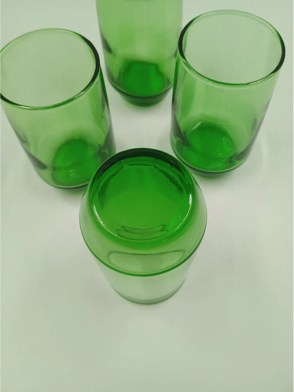 Set of 4 Vintage Green Glass Tumblers